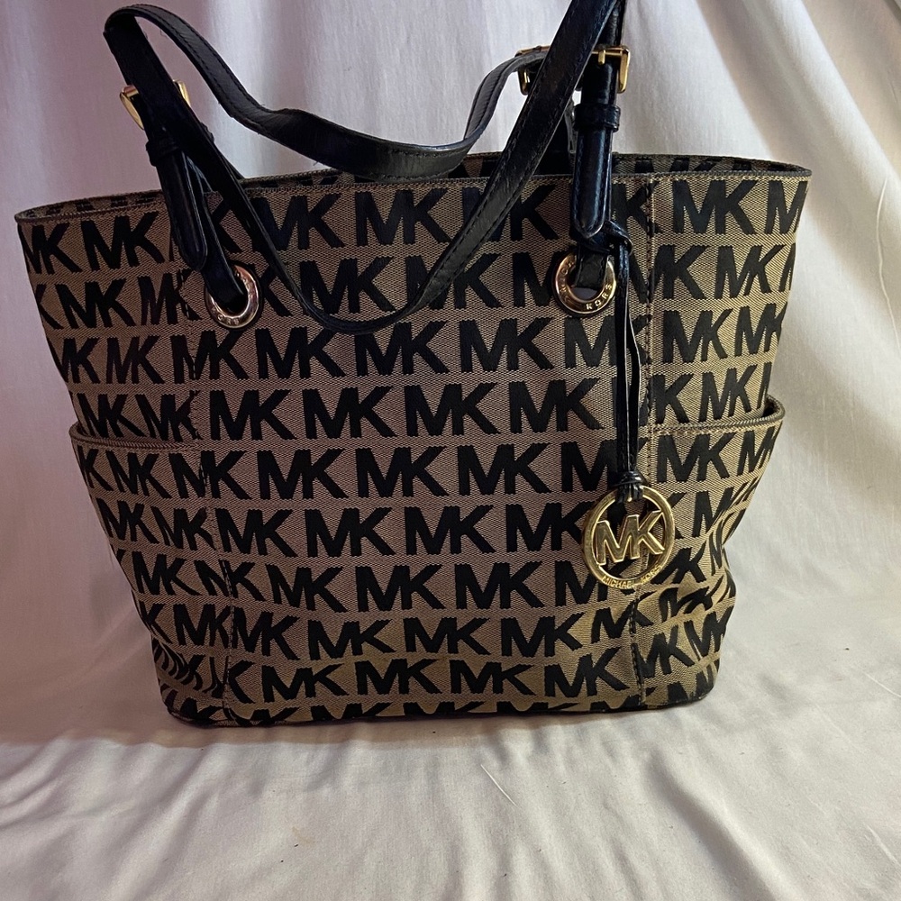 Michael Kors Signature Black and Tan Tote